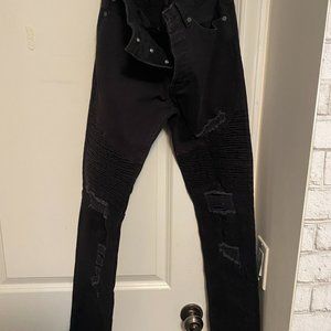 H&M Distressed Black Skinny Jeans